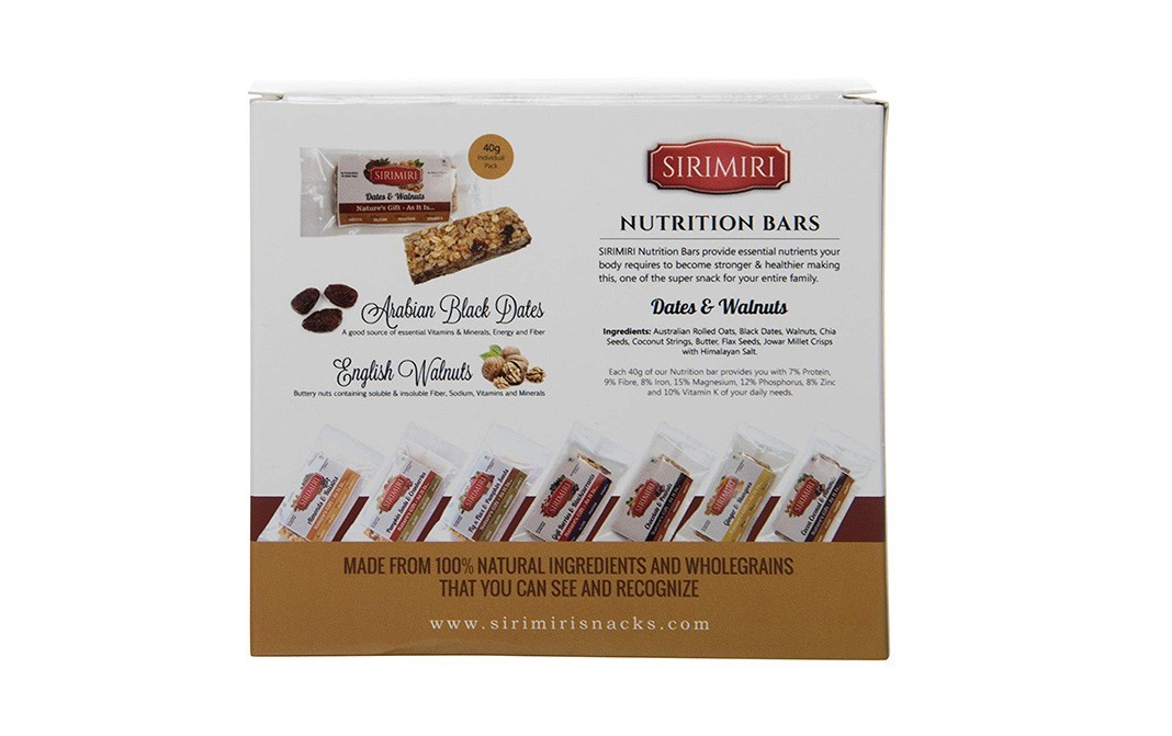 Sirimiri Dated & Walnuts Bars    Box  240 grams